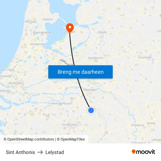 Sint Anthonis to Lelystad map