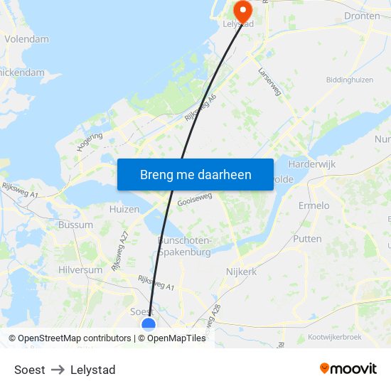 Soest to Lelystad map