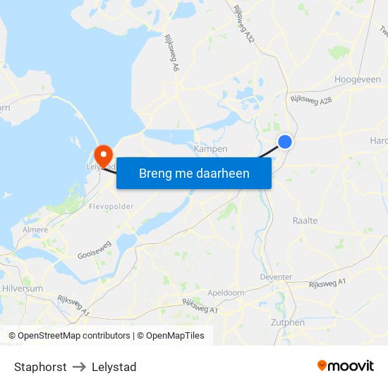 Staphorst to Lelystad map