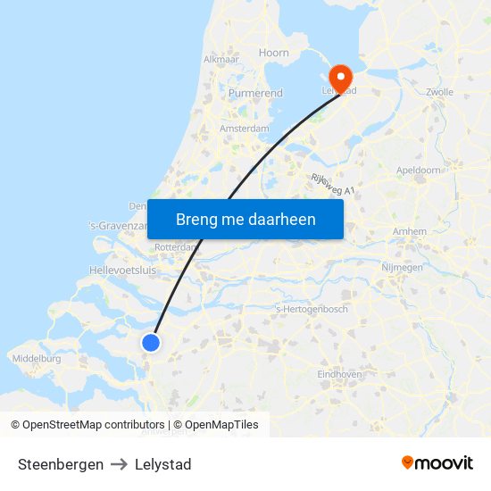 Steenbergen to Lelystad map
