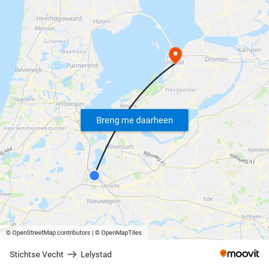 Stichtse Vecht to Lelystad map