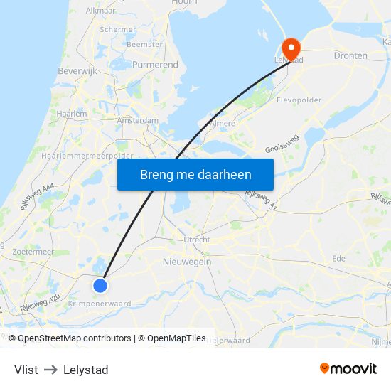 Vlist to Lelystad map