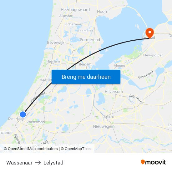 Wassenaar to Lelystad map