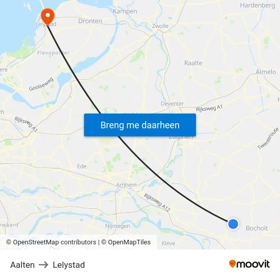Aalten to Lelystad map