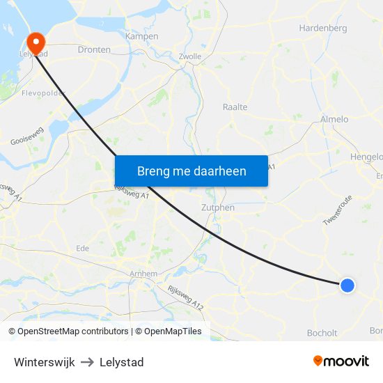 Winterswijk to Lelystad map