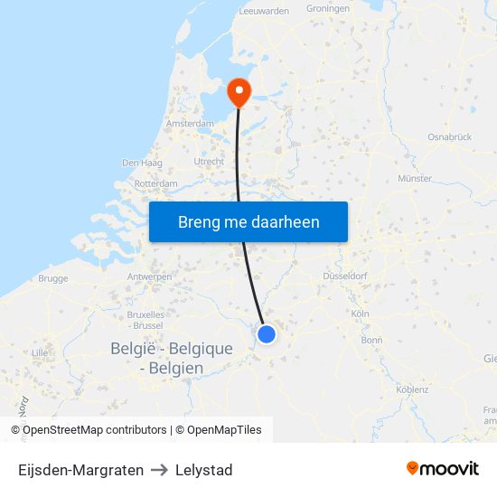 Eijsden-Margraten to Lelystad map