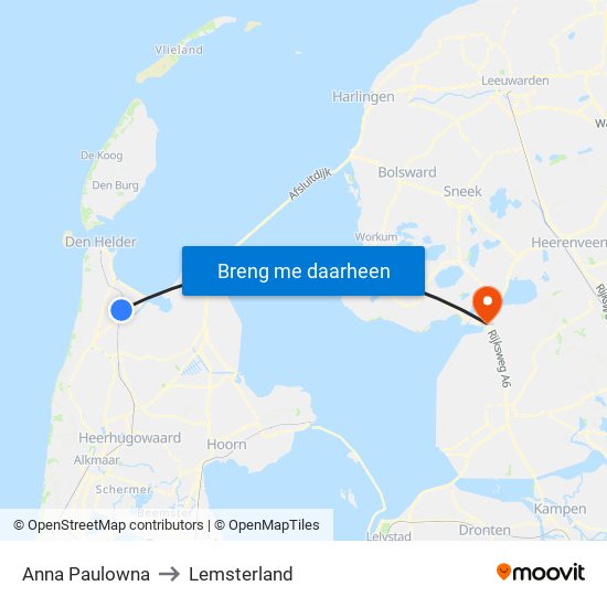 Anna Paulowna to Lemsterland map