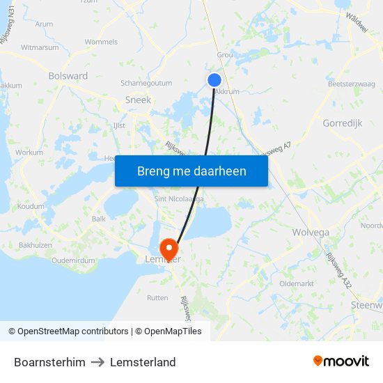 Boarnsterhim to Lemsterland map