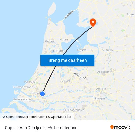 Capelle Aan Den Ijssel to Lemsterland map