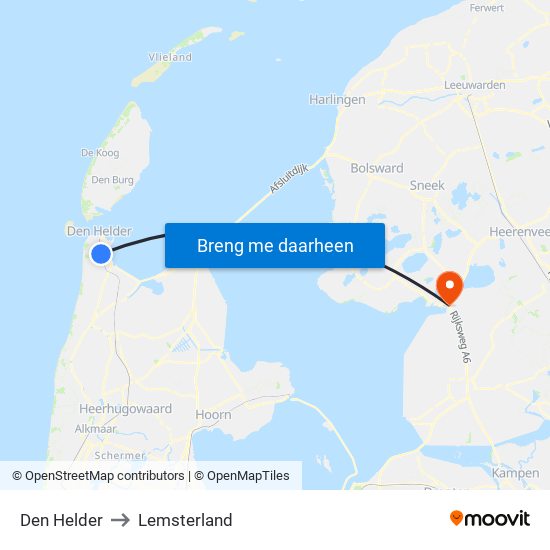 Den Helder to Lemsterland map