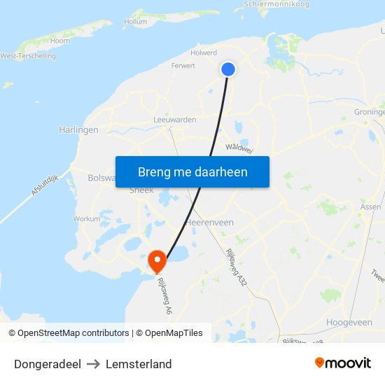 Dongeradeel to Lemsterland map