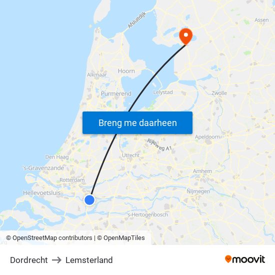 Dordrecht to Lemsterland map