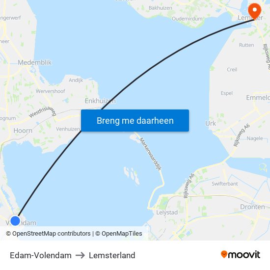 Edam-Volendam to Lemsterland map