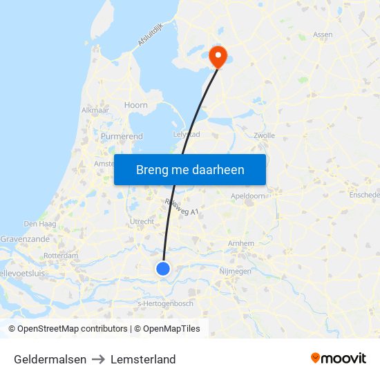 Geldermalsen to Lemsterland map