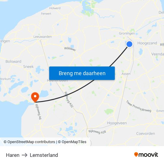 Haren to Lemsterland map