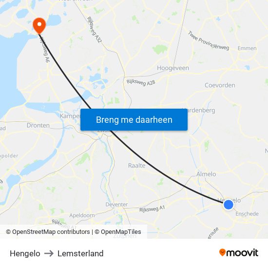 Hengelo to Lemsterland map