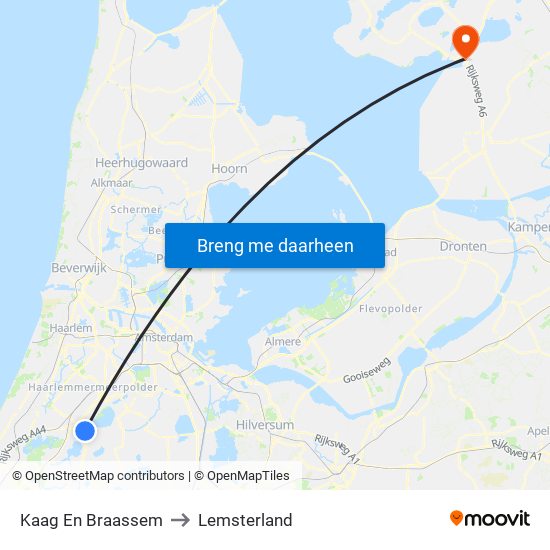 Kaag En Braassem to Lemsterland map