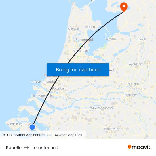 Kapelle to Lemsterland map