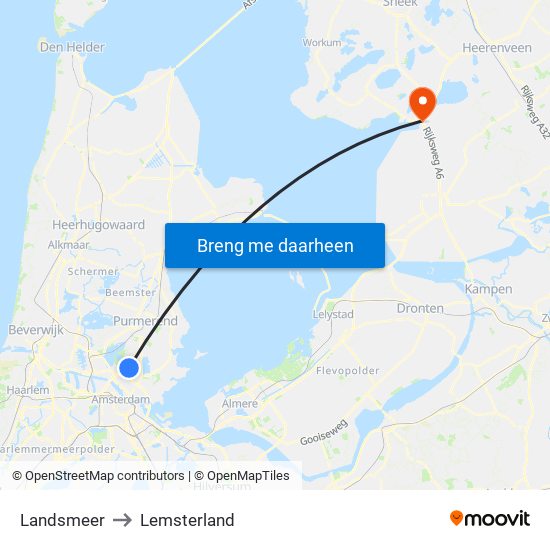Landsmeer to Lemsterland map