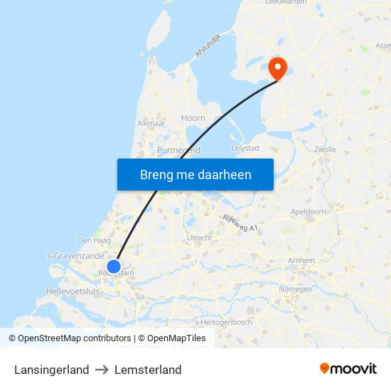 Lansingerland to Lemsterland map
