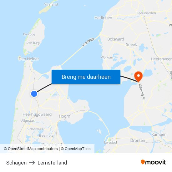 Schagen to Lemsterland map