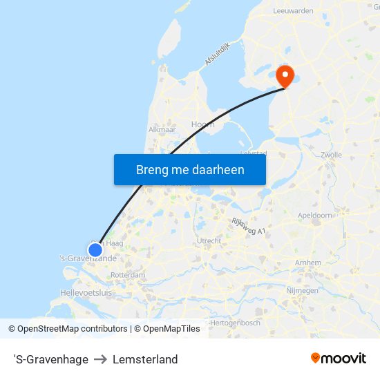 'S-Gravenhage to Lemsterland map
