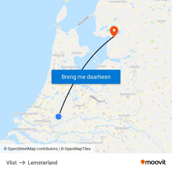 Vlist to Lemsterland map