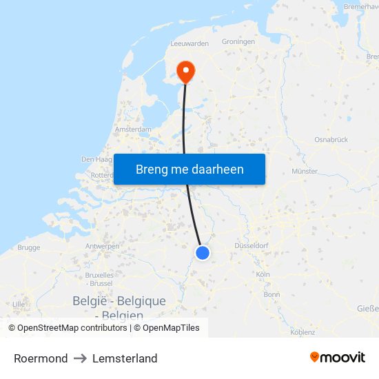 Roermond to Lemsterland map