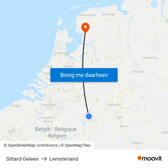 Sittard-Geleen to Lemsterland map