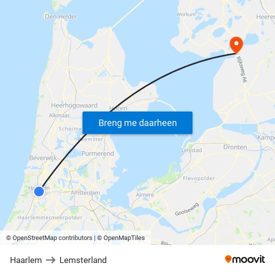 Haarlem to Lemsterland map