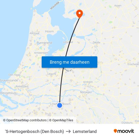 'S-Hertogenbosch (Den Bosch) to Lemsterland map