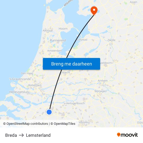 Breda to Lemsterland map