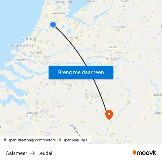 Aalsmeer to Leudal map