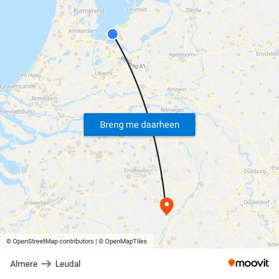 Almere to Leudal map