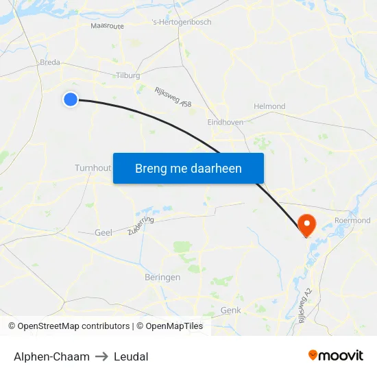 Alphen-Chaam to Leudal map
