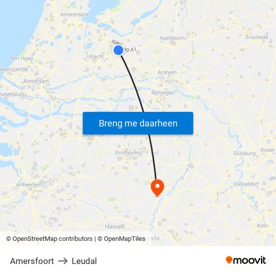 Amersfoort to Leudal map