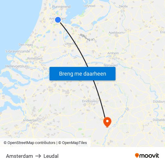 Amsterdam to Leudal map