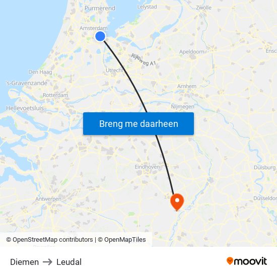 Diemen to Leudal map