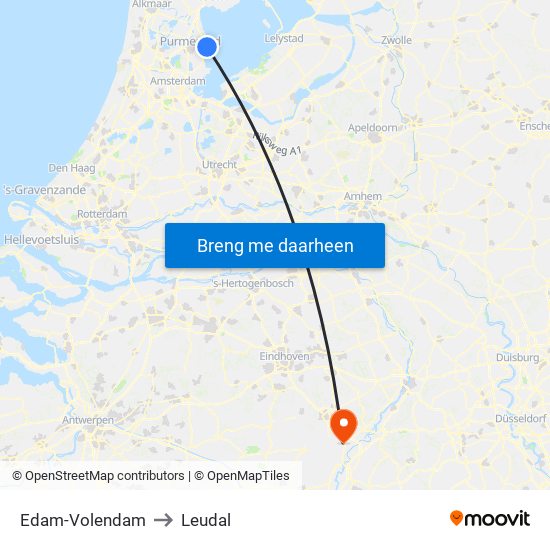 Edam-Volendam to Leudal map