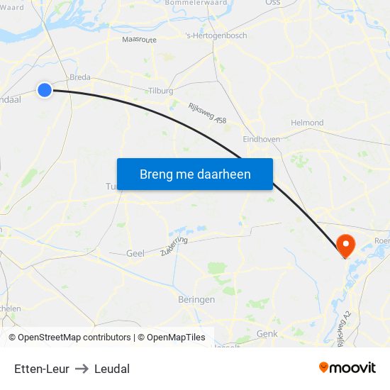 Etten-Leur to Leudal map