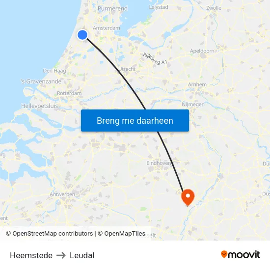 Heemstede to Leudal map