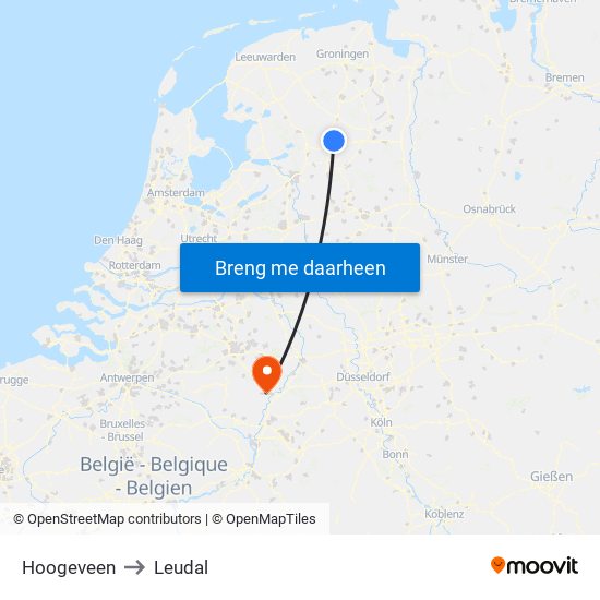 Hoogeveen to Leudal map