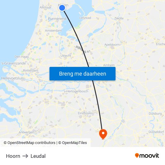 Hoorn to Leudal map