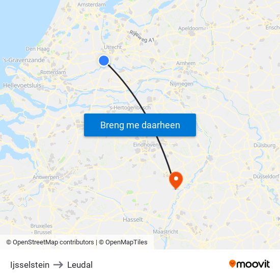 Ijsselstein to Leudal map