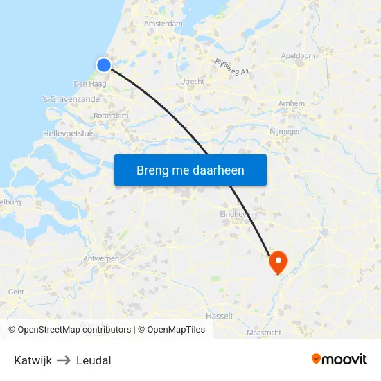 Katwijk to Leudal map