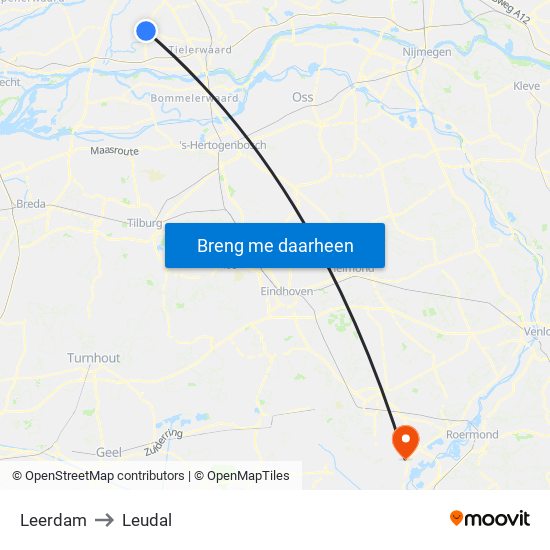 Leerdam to Leudal map