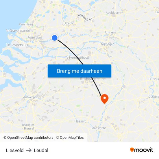 Liesveld to Leudal map