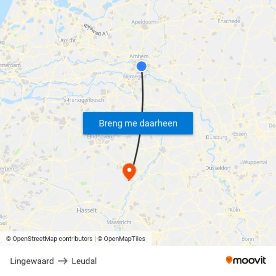 Lingewaard to Leudal map