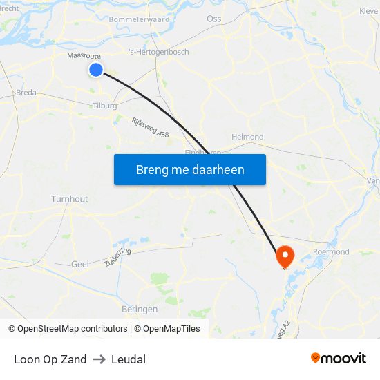 Loon Op Zand to Leudal map