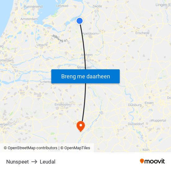Nunspeet to Leudal map